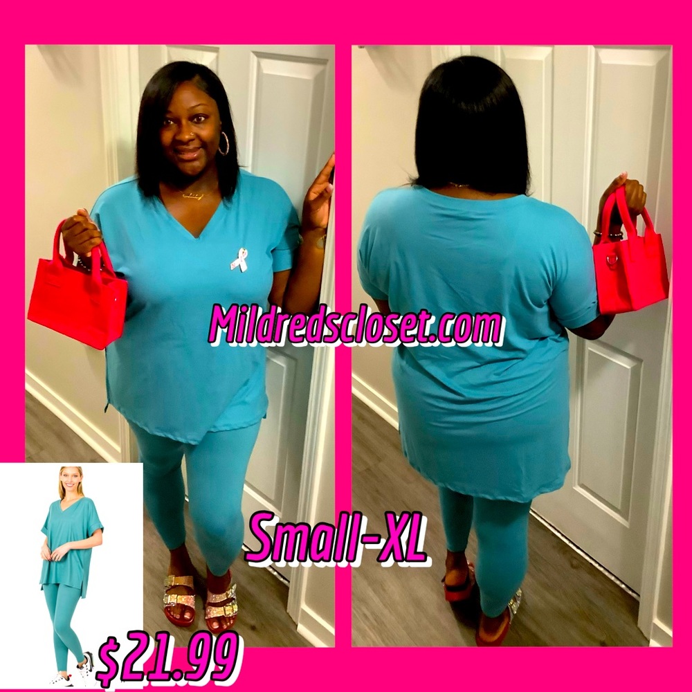 Dusty Teal Two Piece Leggings Set